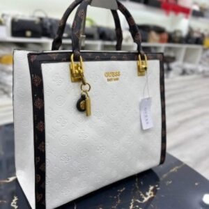 GUESS ELAVATE TOTE WITH DUST BAG PREMIUM QUALITY (WHITE)