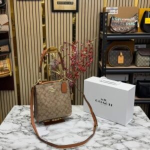 Coach Signature Shoulder Bag with og magnetic box and dust bag premium quality BROWN